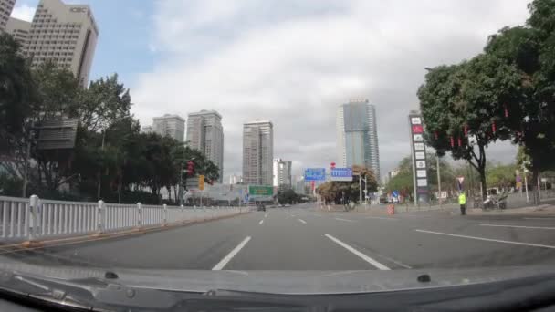 Shenzhen Čína Circa Únor 2020 Pov Automobilu Téměř Prázdné Městské — Stock video