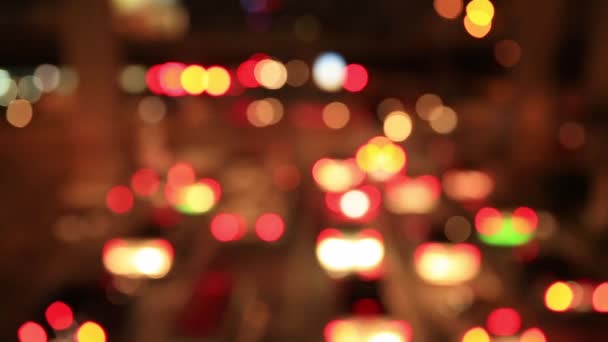 Розмитий Рух Зайнятого Руху Вночі Міському Місті — стокове відео