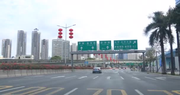 Shenzhen China Februar 2020 Autofahren Auf Fast Leeren Straßen Der — Stockvideo