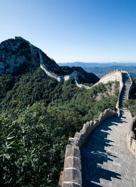 Paisaje Montañas Con Gran Muralla China — Foto de Stock