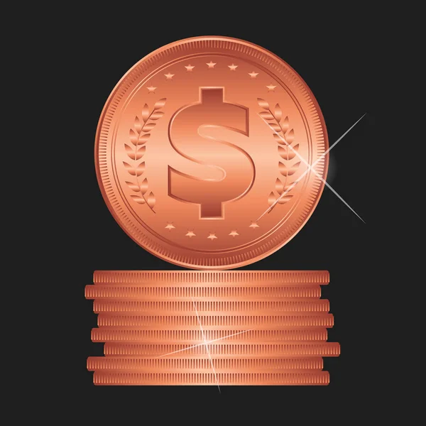 Bronz sikke. Detaylı vektör çizim.