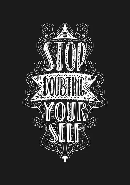 Kendini şüphe durdurmak. Elle çizilmiş etiket