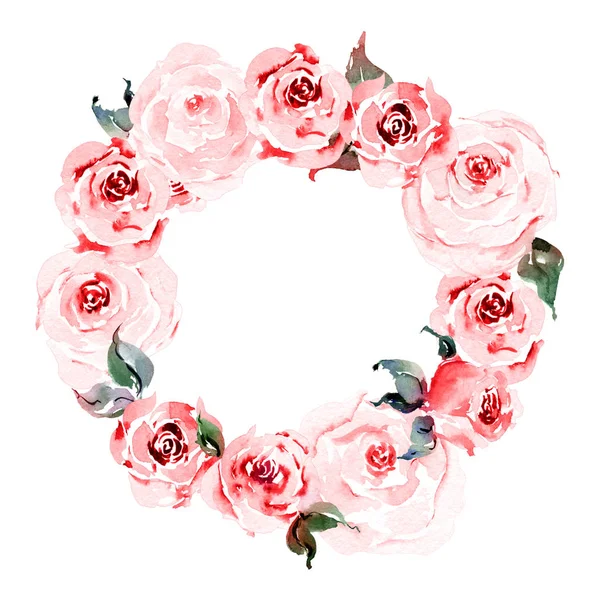 Acquerello Romantico Set Con Labbra Rose Cliparts Composizioni Mazzi Fiori — Foto Stock