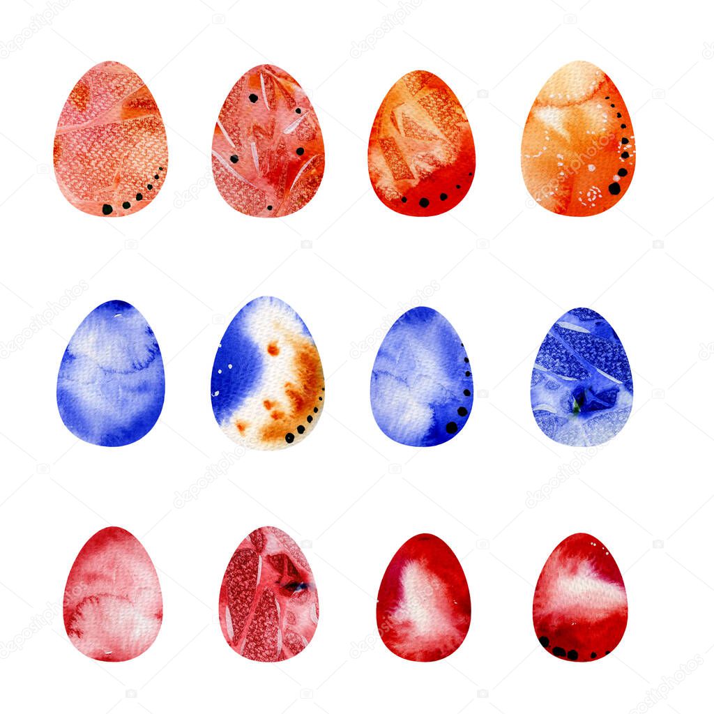 Watercolor abstract easter eggs. Happy Easter.  Great for easter greetings, cards, arrangenents. kids craft
