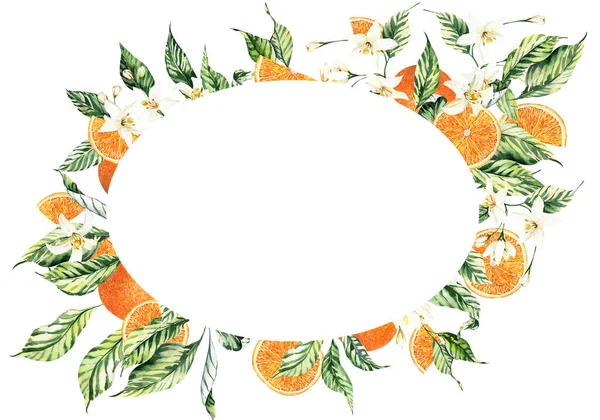 Watercolor citrus frames for summer wedding invitations. Citrus Oranges Clipart arrangements. Wedding summer invites.
