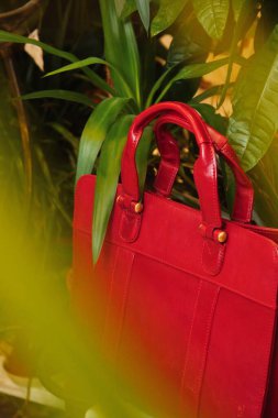 Kahverengi deri çanta ve bir sürü renk.