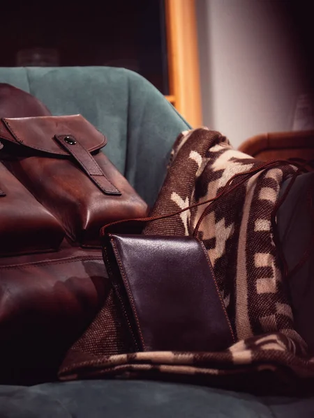 brown leather travel back pack