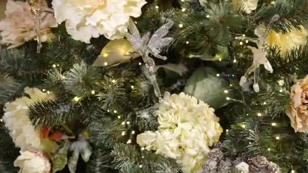 Decorações Natal Árvore Flores — Vídeo de Stock