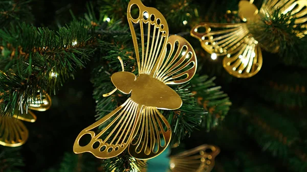 Decoraciones Navidad Árbol Navidad Mariposa — Foto de Stock