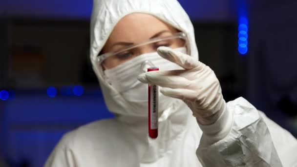 Muestra de prueba científica para Coronavirus — Vídeo de stock