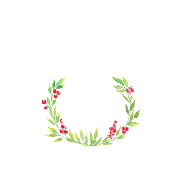 Coroa Natal Aquarela Desenhada Mão — Fotografia de Stock