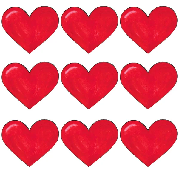 Model Acuarelă Inimi Roșii — Fotografie, imagine de stoc
