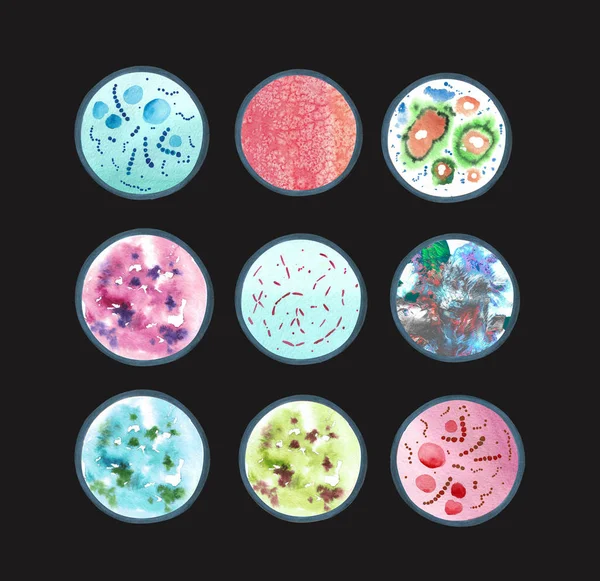 Abstracte Aquarelbacteriën Virussen Die Lucht Stromen Illustratie Wetenschappelijke Achtergrond — Stockfoto