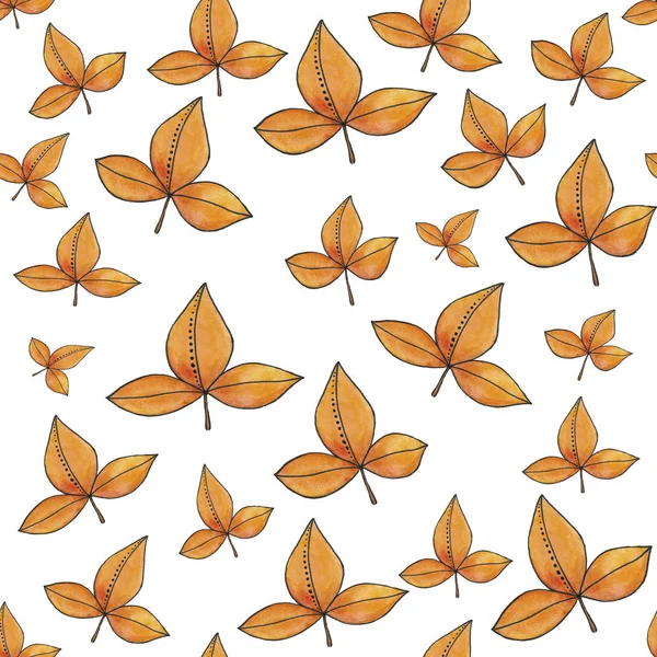 오렌지 잎으로 솔질없는 템플릿 솔기없는 모양의 나뭇잎 — 스톡 사진