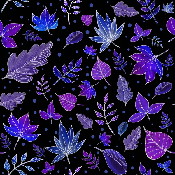 Naadloze Decoratieve Sjabloon Textuur Met Paarse Violette Bladeren — Stockfoto