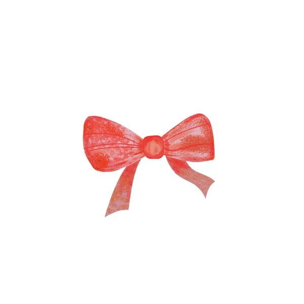 水彩画红蝴蝶结 用于在白色上隔离的装饰 — 图库照片