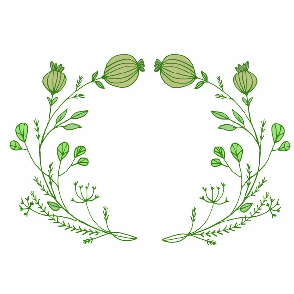 Στεφάνι Πράσινο Μπουμπούκια Κλαδιά Και Φύλλα — Φωτογραφία Αρχείου