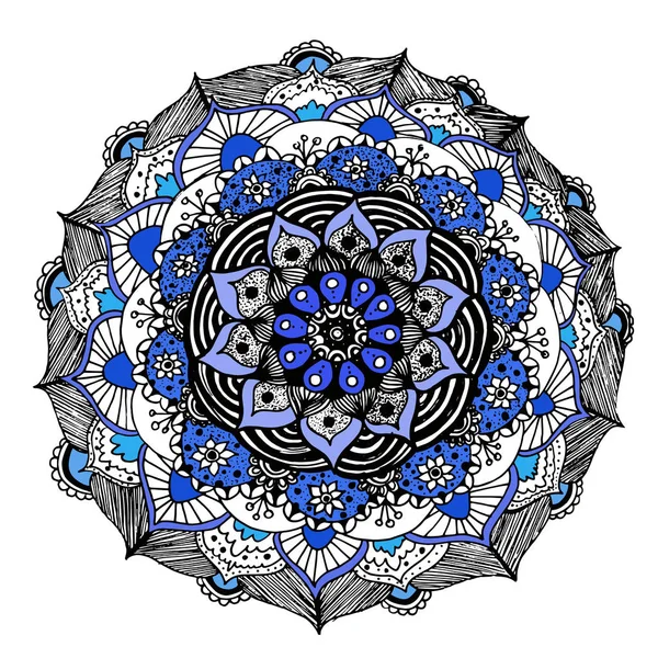 Handgetekende Doodle Mandala Etnische Mandala Met Kleurrijke Tribal Ornament Geïsoleerd — Stockfoto