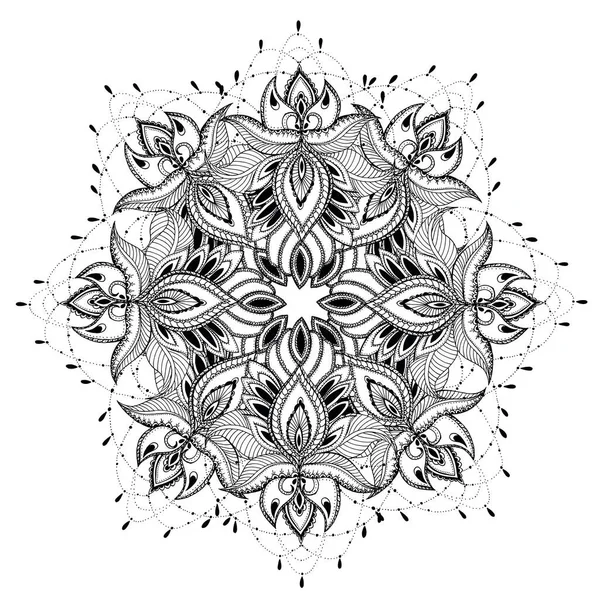 Ręcznie Rysowana Mandala Doodle Etniczna Mandala Kolorową Ornamentem Plemiennym Odizolowany — Zdjęcie stockowe