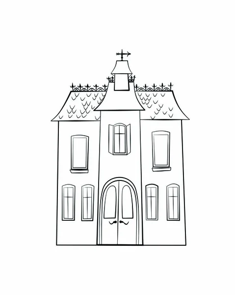 Line Art House Mini Castle — Stock Photo, Image