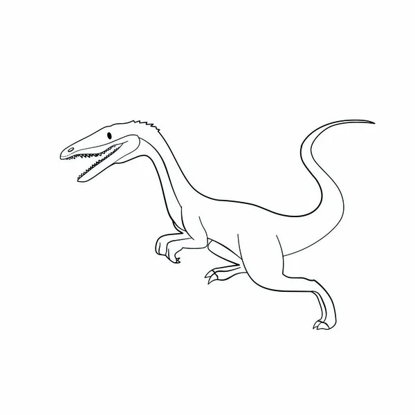 Ilustracja Dinozaura Kolekcja Dinozaurów Kreskówek Ręcznie Rysowana Linia Dino Dla — Zdjęcie stockowe