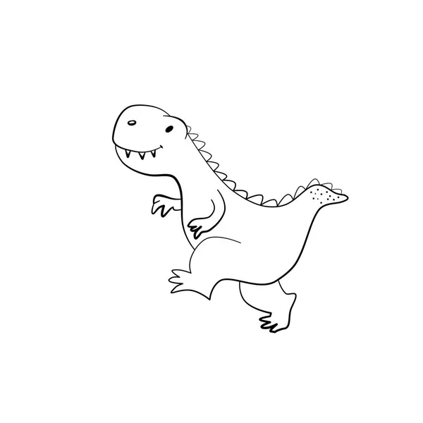 Ilustração Dinossauro Coleção Dino Desenhos Animados Dino Linha Desenhada Mão — Fotografia de Stock
