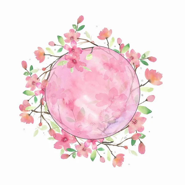 Akwarela Ilustracja Różowy Wróżenie Piłka Kryształ Kula Patrząc Kwiatami — Zdjęcie stockowe