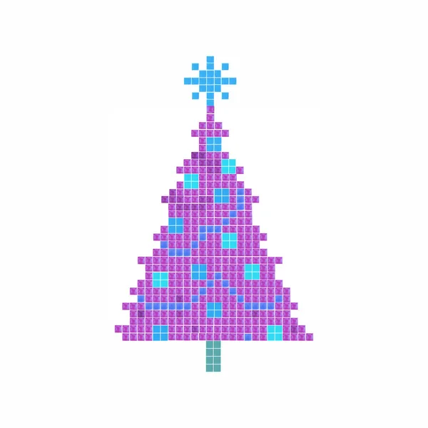 Рождественская Елка Декором Акварельные Мозаичные Квадраты — стоковое фото