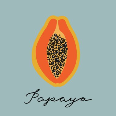  Mavi arka planda papaya meyvesi