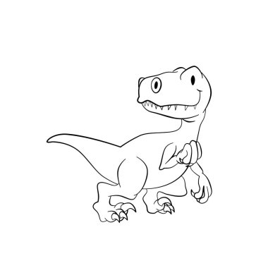 Beyaz arka planda sevimli bir dinozor. Dinozor çizimi, karikatür dinozor koleksiyonu. Çocuklar için el yapımı dino