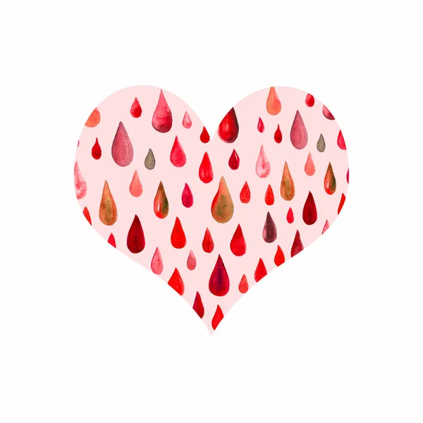 Aquarell Rotes Herz Blutstruktur Illustration Zum Weltblutspendertag — Stockfoto