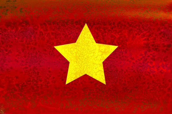 Illustration Aquarelle Drapeau Vietnamien Glaçon Rouge Avec Étoile Jaune — Photo