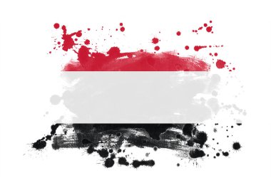 Yemen bayrağı grunge boyalı arka plan