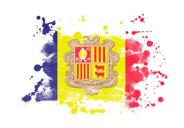 Andorra Bandeira Grunge Fundo Pintado — Fotografia de Stock