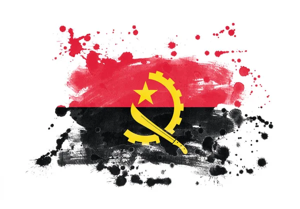 安哥拉国旗 漆成的背景 — 图库照片