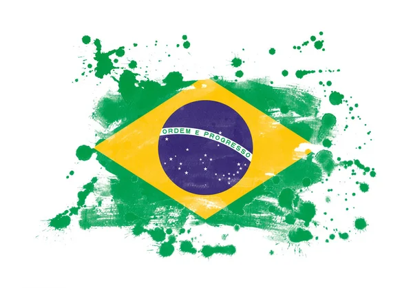 Brazilië Vlag Grunge Geschilderde Achtergrond — Stockfoto