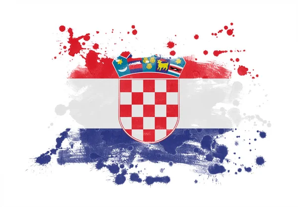Croacia Bandera Grunge Pintado Fondo —  Fotos de Stock