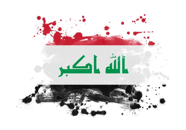 Irak Zászló Grunge Festett Háttér — Stock Fotó