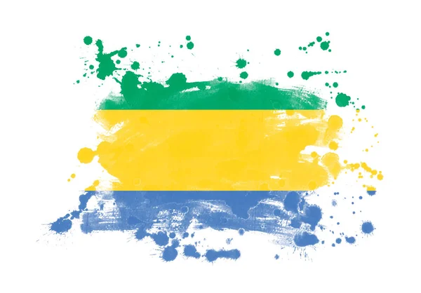 Gabon Flag Grunge Painted Background — Stock Photo, Image