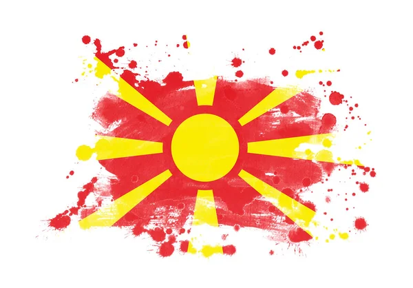 Macedónia Zászló Grunge Festett Háttér — Stock Fotó