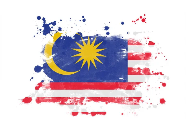Malajsie Vlajka Grunge Malované Pozadí — Stock fotografie