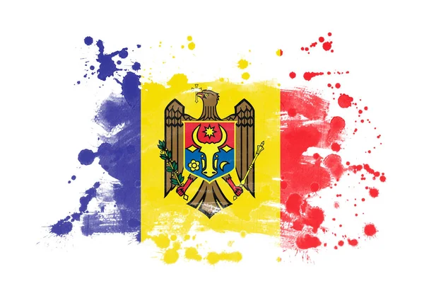 Moldova Zászló Grunge Festett Háttér — Stock Fotó
