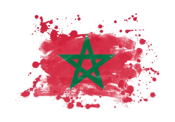 Marokko Flagge Grunge Bemalten Hintergrund — Stockfoto