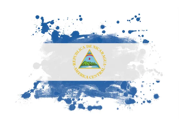 Nicaragua Flagga Grunge Målade Bakgrund — Stockfoto