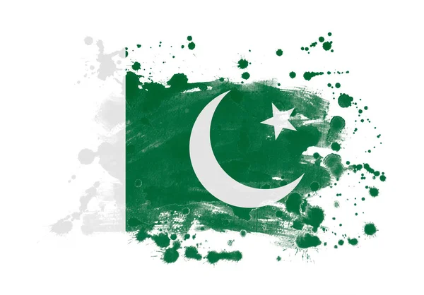 Pakistan Flagga Grunge Målade Bakgrund — Stockfoto