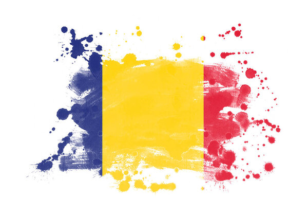 Romania flag grunge painted background