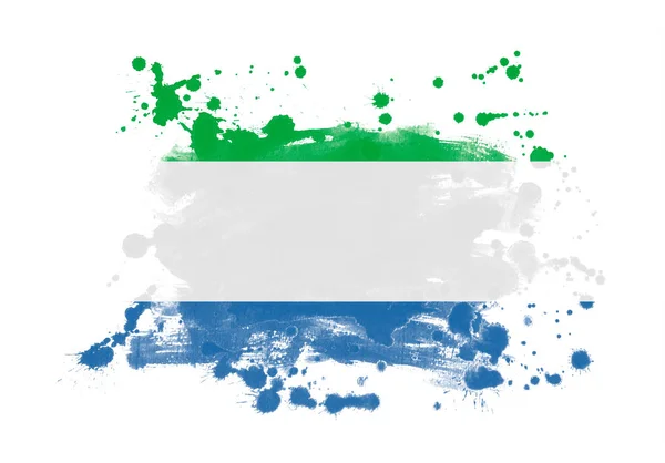Sierra Leone Zászló Grunge Festett Háttér — Stock Fotó