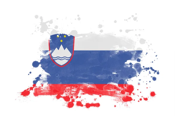 Slovenia Flag Grunge Painted Background — 스톡 사진