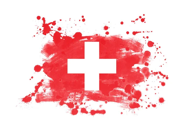 Sviçre Bayrağı Grunge Boyalı Arka Plan — Stok fotoğraf