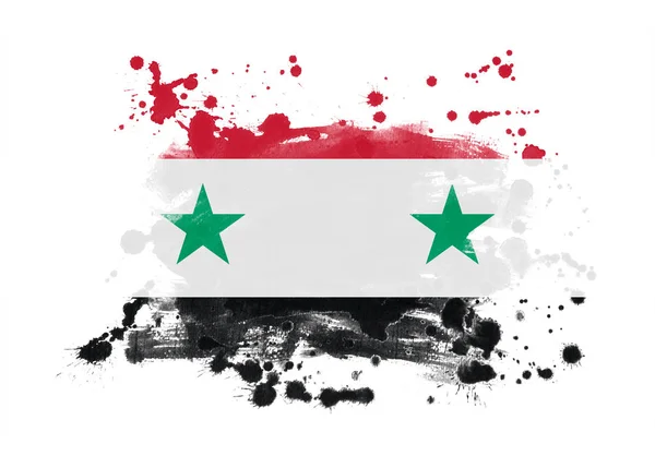 Syrien Flagga Grunge Målade Bakgrund — Stockfoto